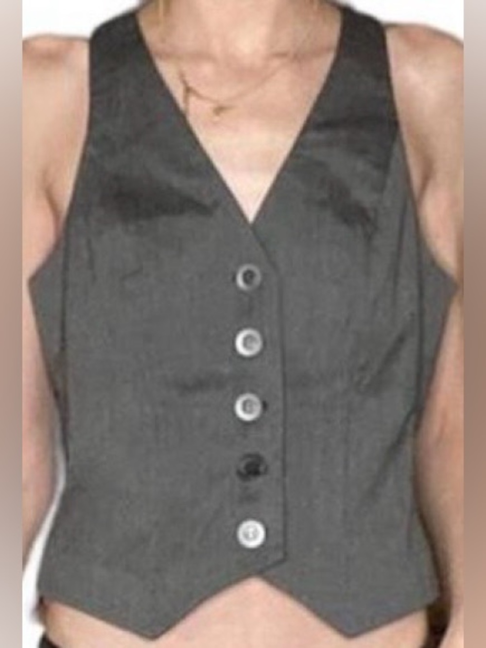 Nine West Button-Front Gray Vest
